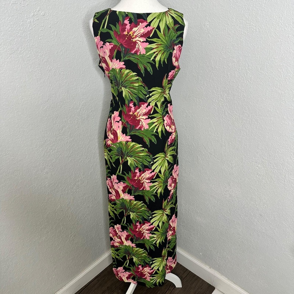 Vintage Ilyse Hart Tropical Floral Rayon Maxi Dress 80s-90s Resort Vibes Size 8 - Picture 5 of 8